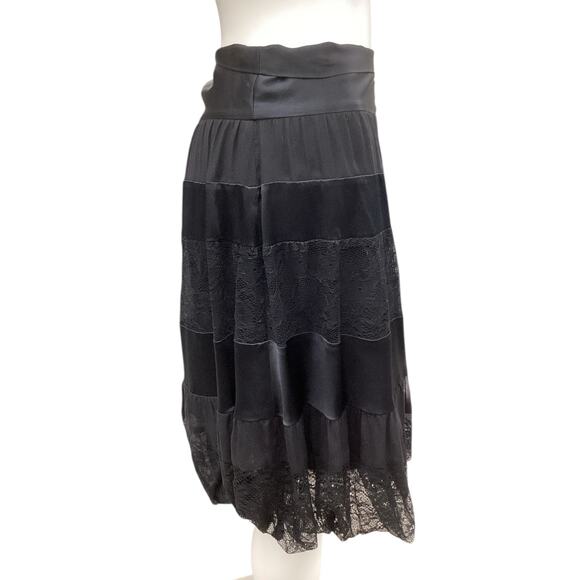 Diane Von Furstenberg Skirt Women’s SZ 8 100% Silk And Lace Attached Belt Black - Picture 4 of 6